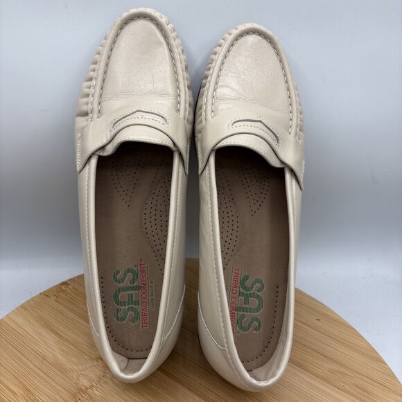 SAS TriPad Comfort Leather Penny Loafers Ivory Bone Slip On Shoes Women’s 9M - Picture 8 of 11